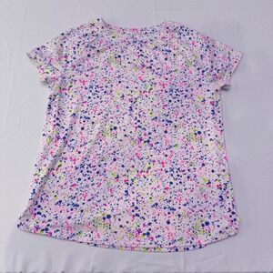 Athletic Works Girls L 10-12 Plus Paint Splatter Performance T-Shirt Neon White